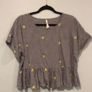 Gingham W Shirt with Trim